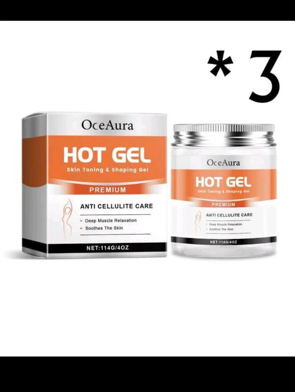 Hot Gel - Orange & White Anti-Cellulite Gel. 3PACK